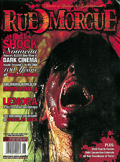 RUE MORGUE magazine side cover Issue 37 January/February 2004