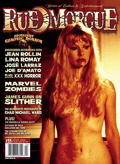 RUE MORGUE magazine side cover Issue 55 April 2006