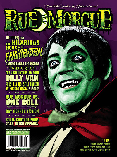 RUE MORGUE magazine side cover Issue 62 November 2006