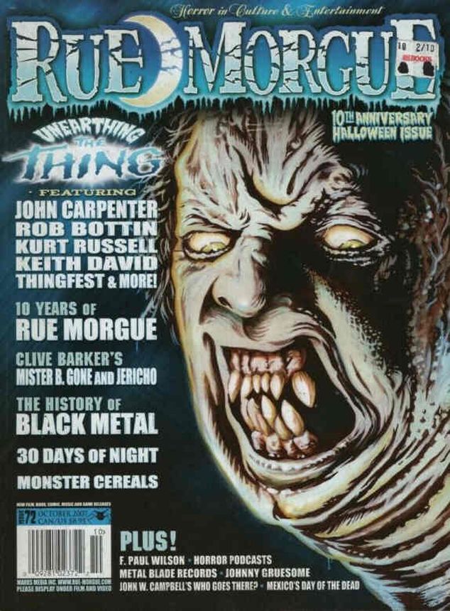 RUE MORGUE magazine side cover Issue 72 October 2007