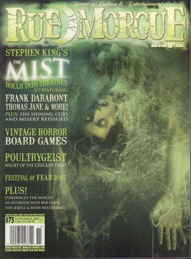 RUE MORGUE magazine side cover Issue 73 November 2007