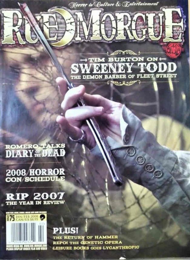 RUE MORGUE magazine side cover Issue 75 January/February 2008