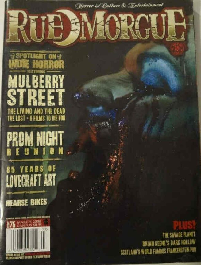 RUE MORGUE magazine side cover Issue 76 March 2008