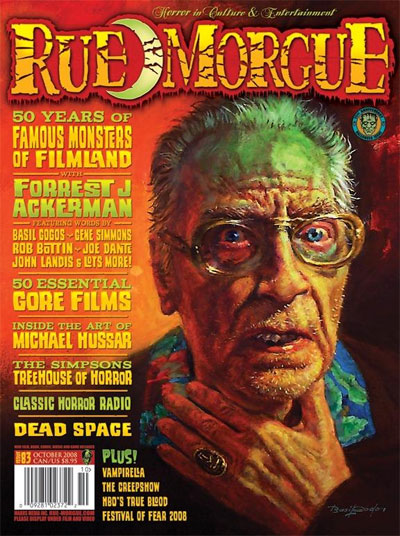 RUE MORGUE magazine side cover Issue 83 October 2008