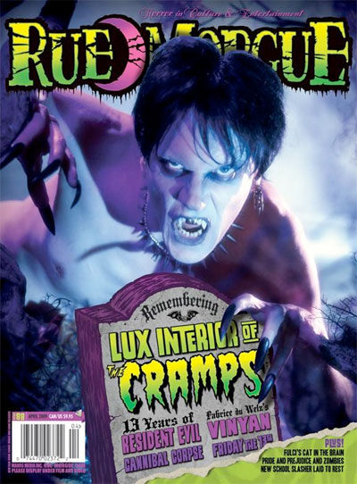 RUE MORGUE magazine side cover Issue 88 April 2009