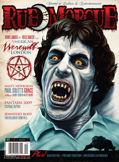 RUE MORGUE magazine side cover Issue 92 September 2009