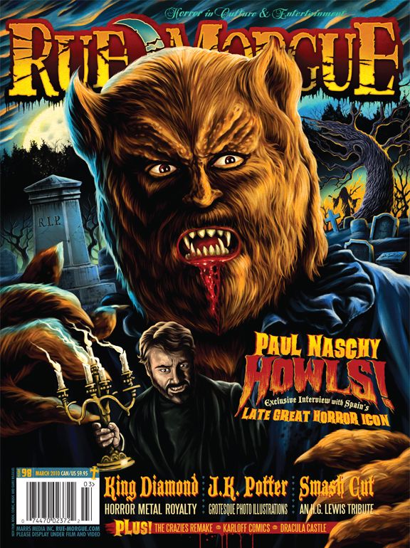 RUE MORGUE magazine side cover Issue 98 March 2010