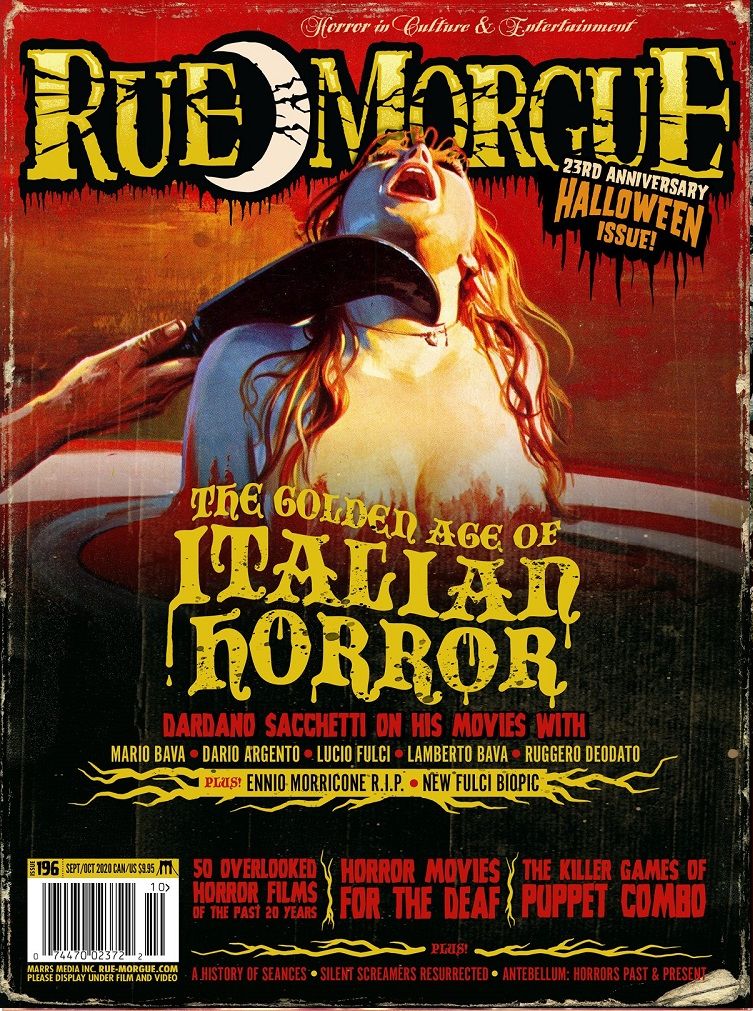 RUE MORGUE magazine side cover Issue 196  September/October 2020