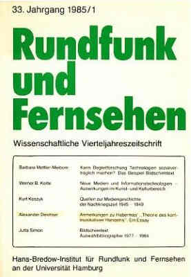RUNDFUNK UND FERNSEHEN magazine side cover Issue 1  1985