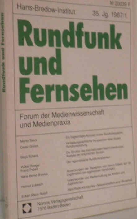RUNDFUNK UND FERNSEHEN magazine side cover Issue 1   1987