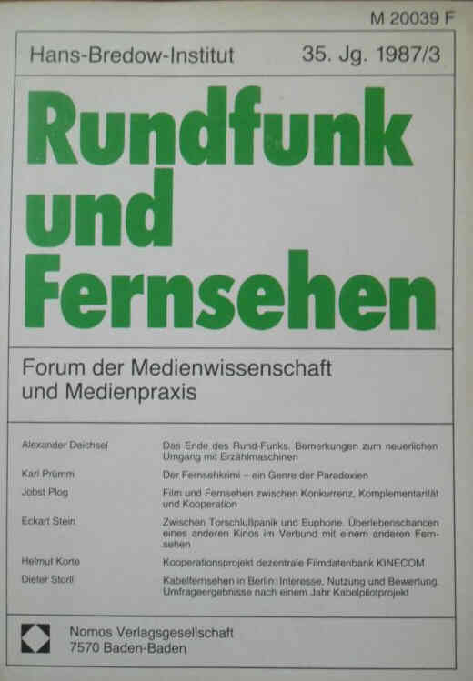 RUNDFUNK UND FERNSEHEN magazine side cover Issue 3   1987