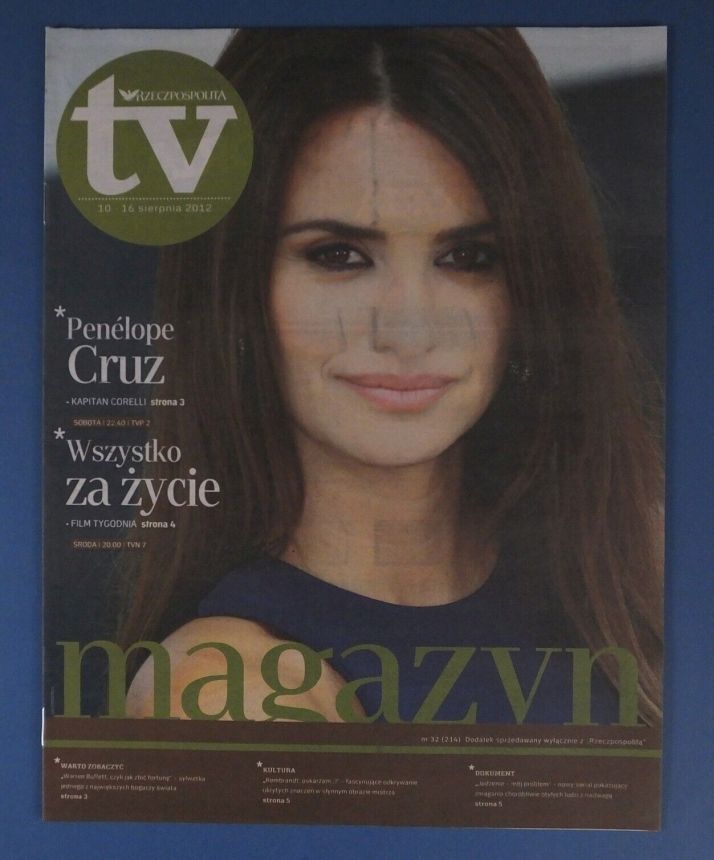 RZECZPOSPOLITA TV magazine side cover 10 August 2012