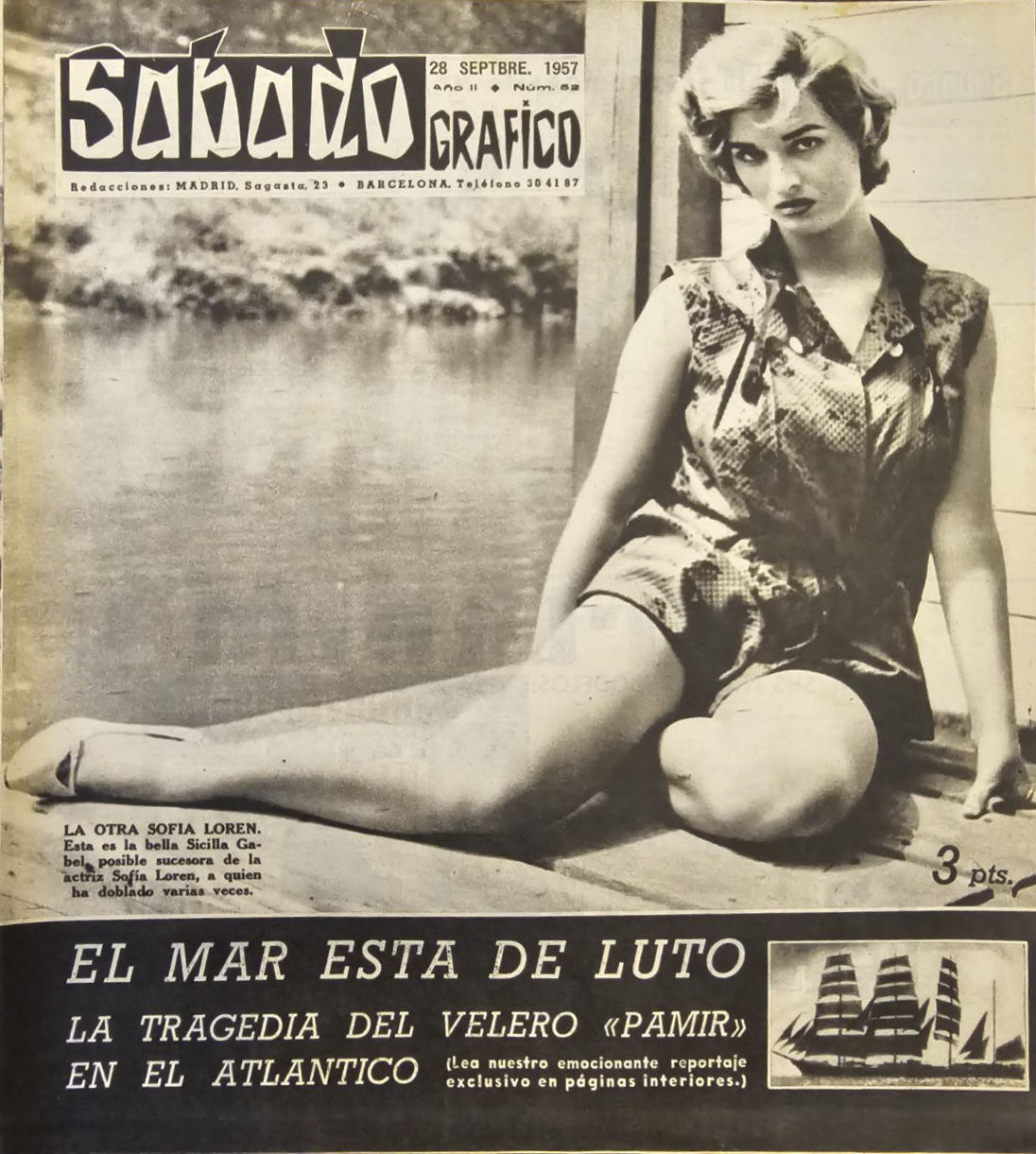 SABADO GRAFICO magazine side cover Issue 52 28 September 1957