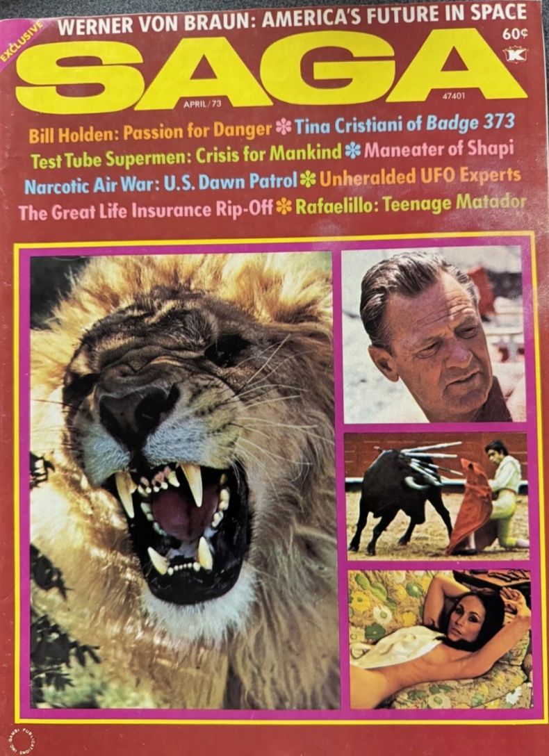 SAGA USA magazine side cover  April 1973