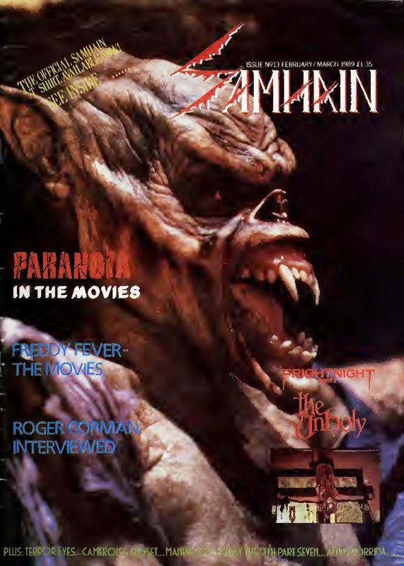 SAMHAIN magazine side cover Issue 13 February/March 1989