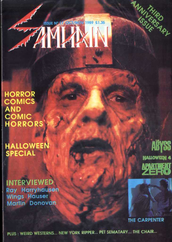 SAMHAIN magazine side cover Issue 17 October/November 1989