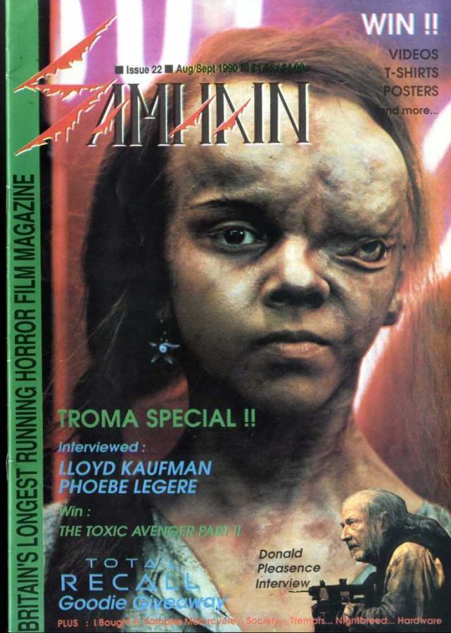 SAMHAIN magazine side cover Issue 22 August/September 1990