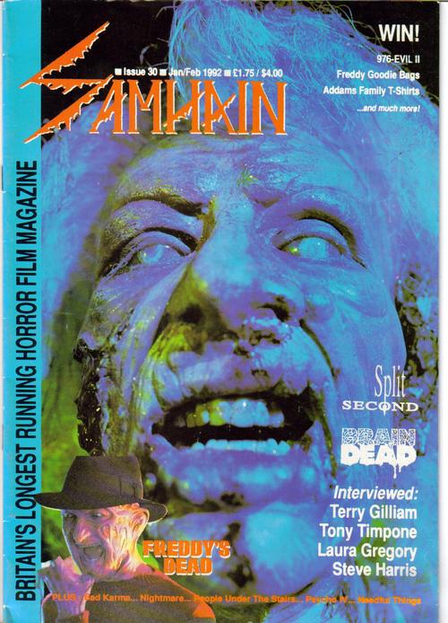 SAMHAIN magazine side cover Issue 30 January/February 1992