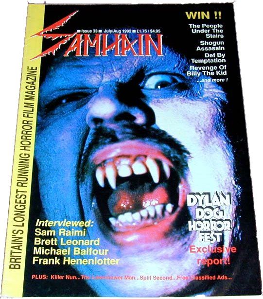 SAMHAIN magazine side cover Issue 33 July/August 1992