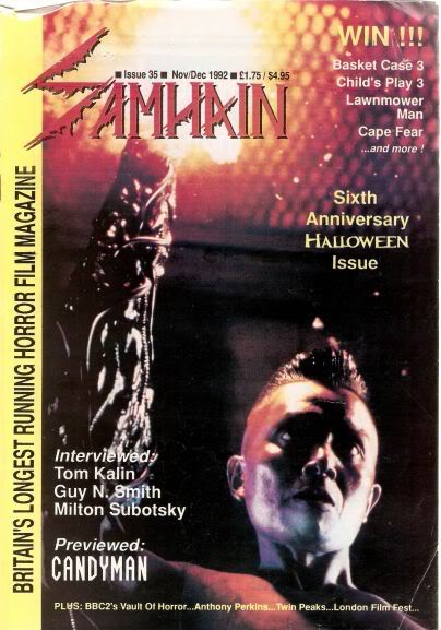 SAMHAIN magazine side cover Issue 35 November/December 1992