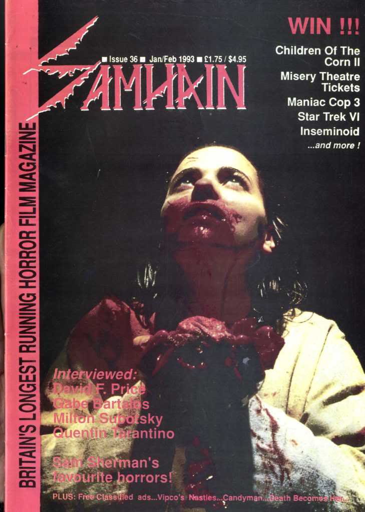 SAMHAIN magazine side cover Issue 36 January/February 1993