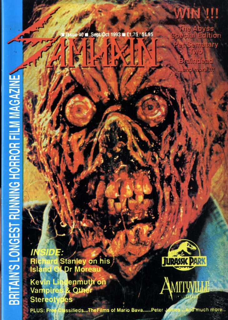 SAMHAIN magazine side cover Issue 40 September/October 1993