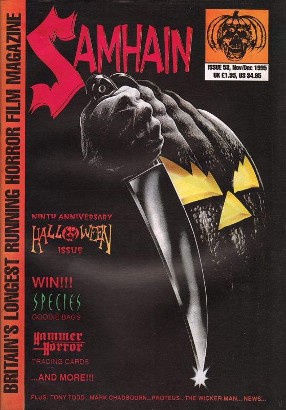SAMHAIN magazine side cover Issue 53 November/December 1995