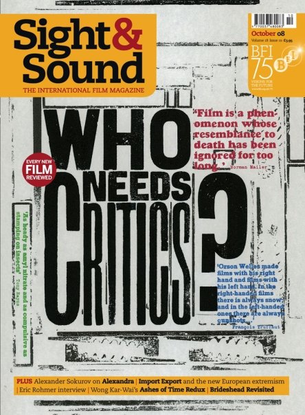 SIGHT AND SOUND magazine side cover Issue 210 October 2008