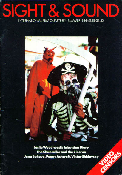 SIGHT AND SOUND (30s-90s) magazine side cover Issue 218 Summer 1984