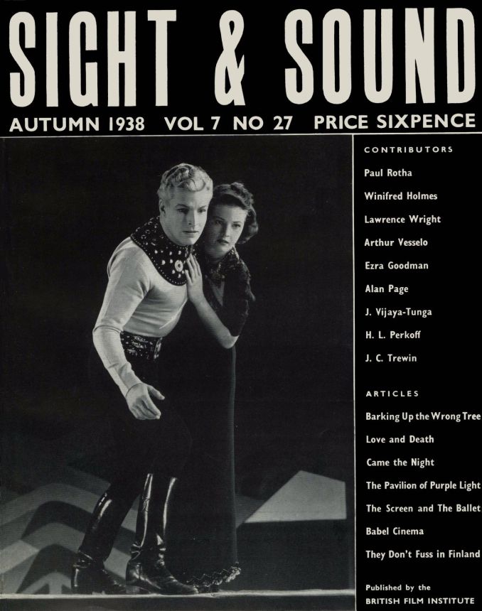 SIGHT AND SOUND (30s-90s) magazine side cover Issue 27 September/October/November 1938