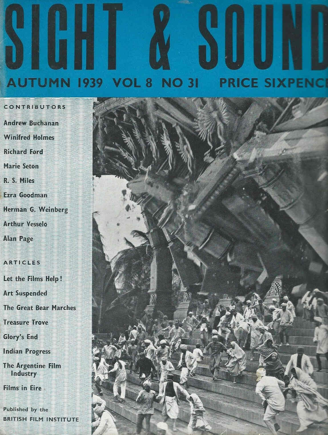 SIGHT AND SOUND (30s-90s) magazine side cover Issue 31 September/October/November 1939