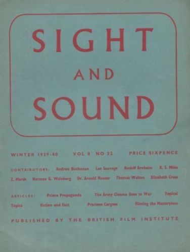 SIGHT AND SOUND (30s-90s) magazine side cover Issue 32 Winter 1939