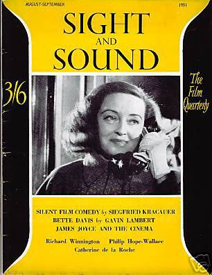 SIGHT AND SOUND (30s-90s) magazine side cover Issue 87 August/September 1951