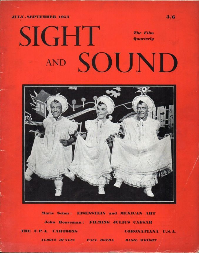 SIGHT AND SOUND (30s-90s) magazine side cover Issue 95 July/August/September 1953