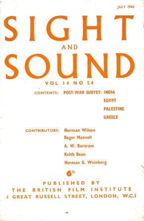 SIGHT AND SOUND (30s-90s) magazine side cover Issue 54 July/August/September 1945