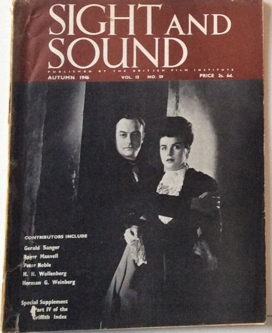 SIGHT AND SOUND (30s-90s) magazine side cover Issue 59 September/October/November 1946