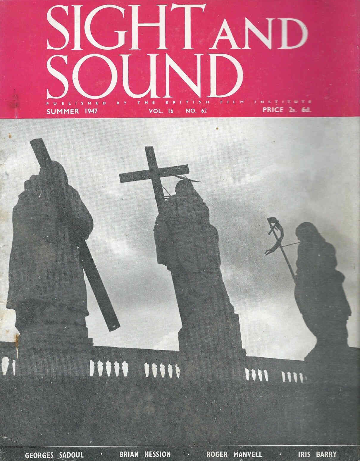 SIGHT AND SOUND (30s-90s) magazine side cover Issue 62 Vol 16 - June/July/August 1947