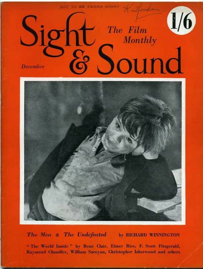 SIGHT AND SOUND (30s-90s) magazine side cover Issue 80 December 1950