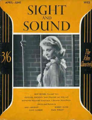 SIGHT AND SOUND (30s-90s) magazine side cover Issue 90 April/May/June 1952