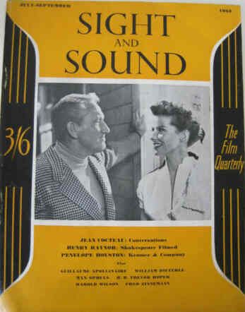 SIGHT AND SOUND (30s-90s) magazine side cover Issue 91 July/August/September 1952
