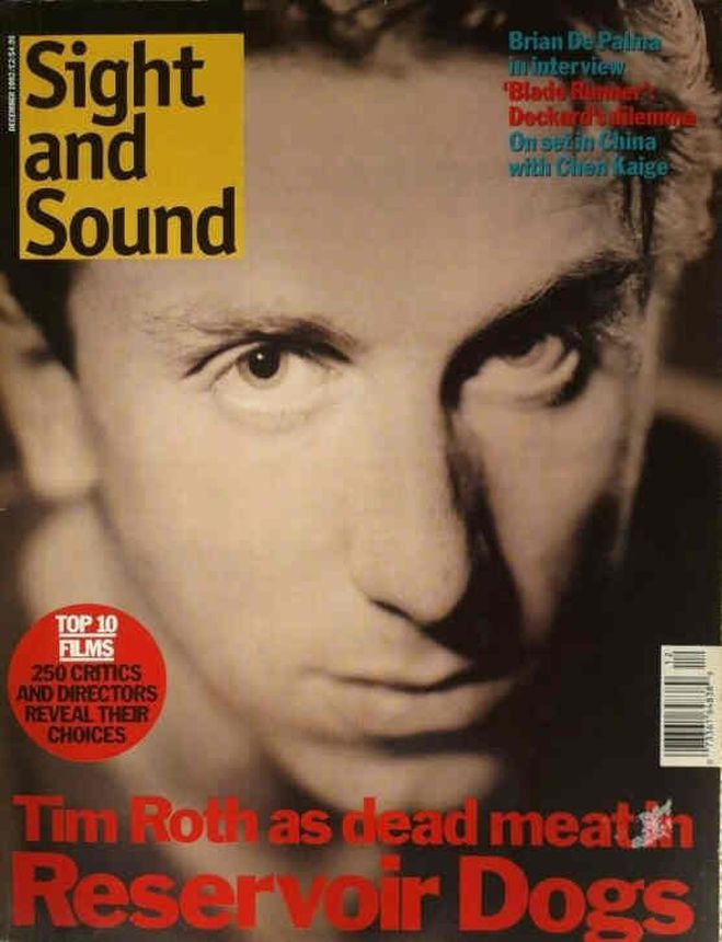 SIGHT AND SOUND magazine side cover Issue 20 December 1992