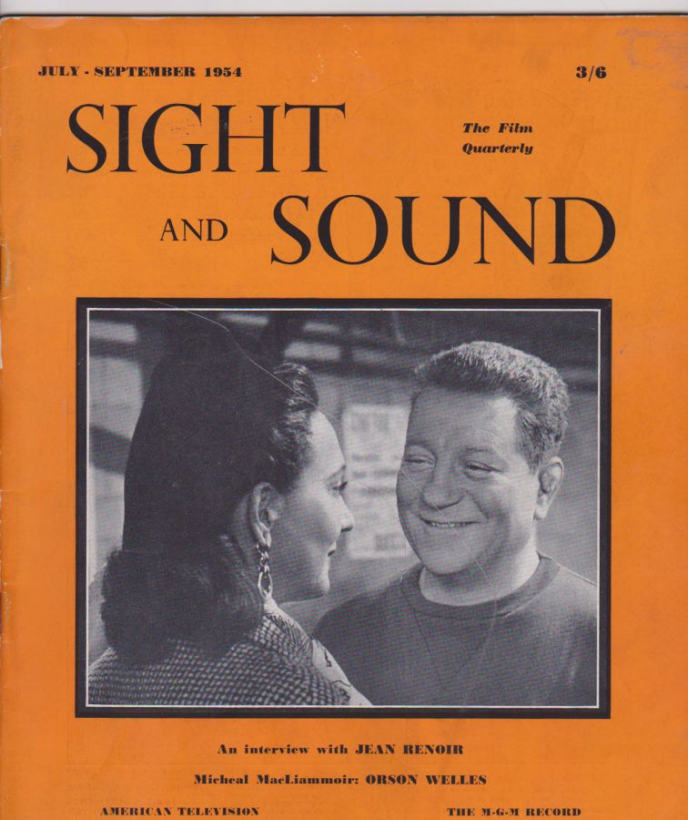 SIGHT AND SOUND (30s-90s) magazine side cover Issue 99 July/August/September 1954