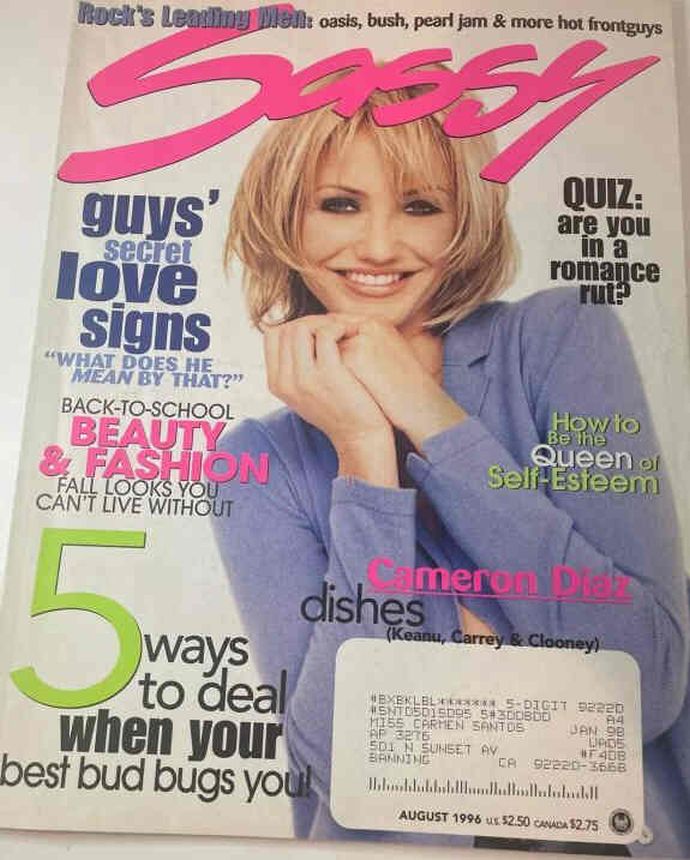 SASSY magazine side cover  August 1996