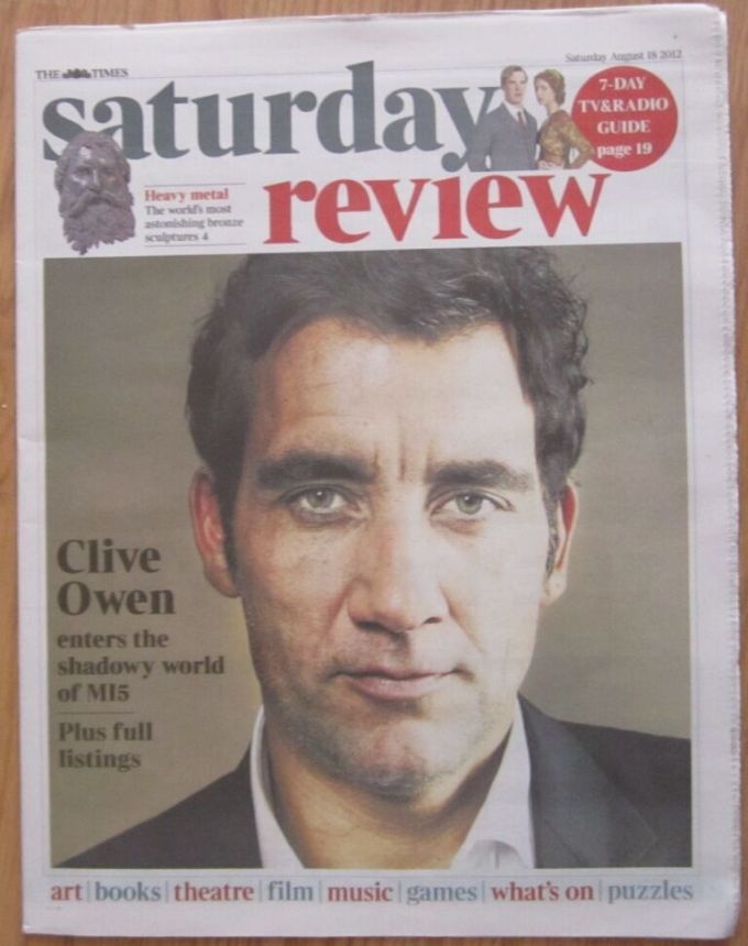TIMES SATURDAY REVIEW magazine side cover 18 August 2012