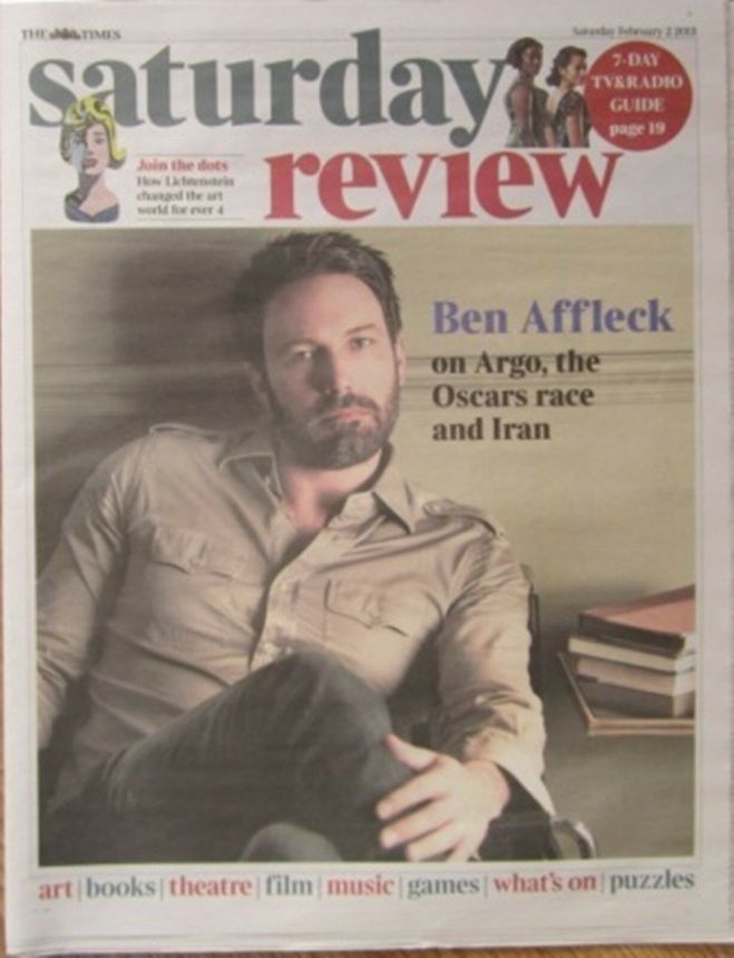 TIMES SATURDAY REVIEW magazine side cover 2 February 2013