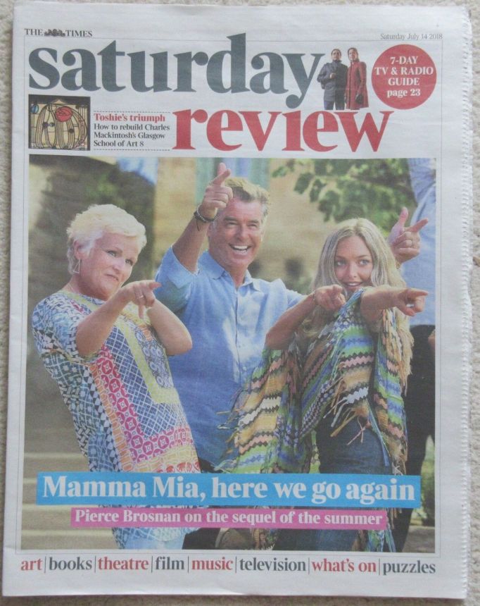 TIMES SATURDAY REVIEW magazine side cover 14 July 2018