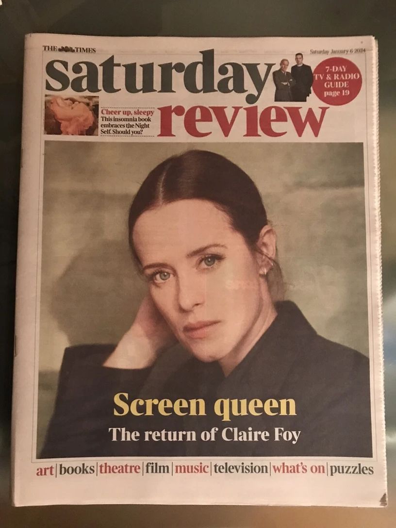 TIMES SATURDAY REVIEW magazine side cover 6 January 2024