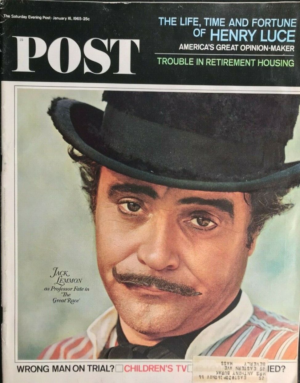 SATURDAY EVENING POST magazine side cover 16 January 1965