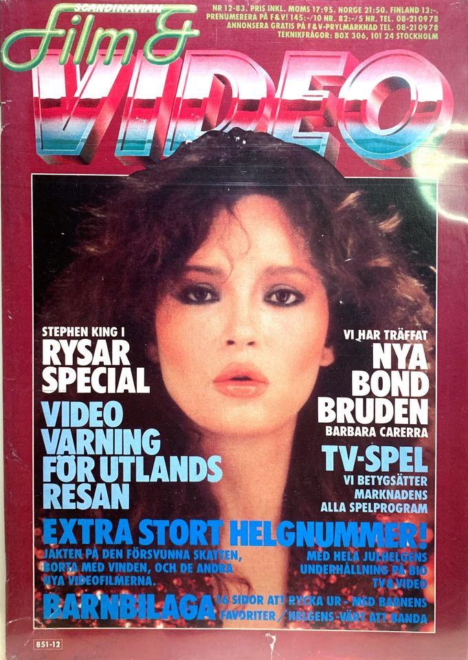 SCANDINAVIAN FILM AND VIDEO magazine side cover Issue 12   1983