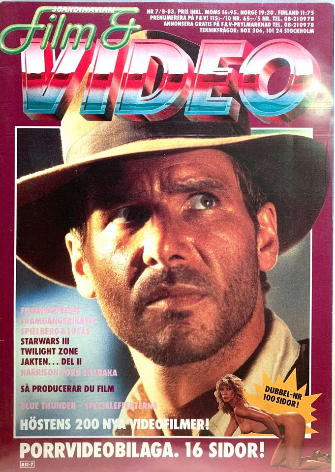 SCANDINAVIAN FILM AND VIDEO magazine side cover Issue 7-8   1983